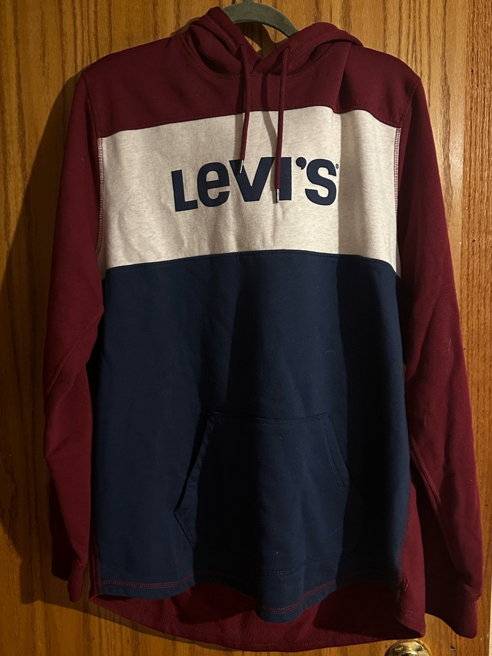 Levi's Maroon, Navy & White Colorblock Pullover Hoodie